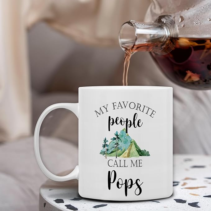 QASHWEY Pops Mug, Pops Gifts from Grandkids Coffee Mug, PopsGrandpa Gifts, Fathers Day Mug Tea Cup Gift forPops Pop Pop Grandpa, My Favorite People Call Me PopsCoffee Cups Ceramic 11oz