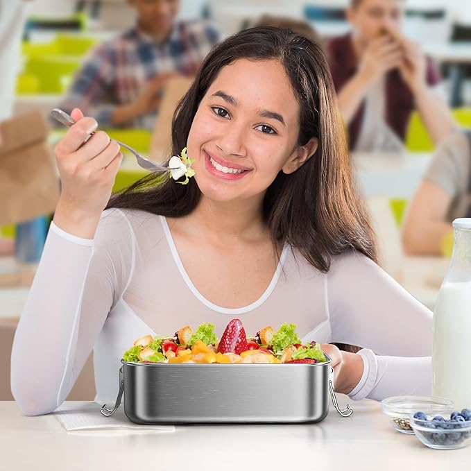 40oz Lunch Box, 1200ml Stainless Steel Lunch Containers, Metal Bento Box, Leakproof Food Storage Box for Travel, Work