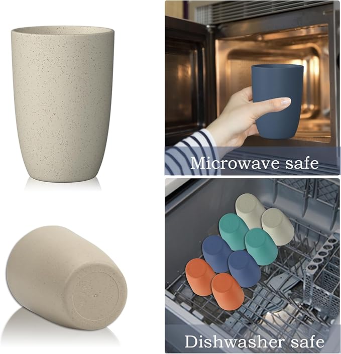 Wheat Straw Cups 8 PCS Good Alternative to Plastic Reusable Cups 20 oz Unbreakable Drinking Cup Reusable Dishwasher Safe Water Plastic Glasses Colorful Series