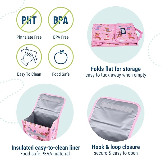 Wildkin Kids Insulated Lunch Bag – Reusable, Ideal for Hot/Cold Snacks, School & Travel - Horses
