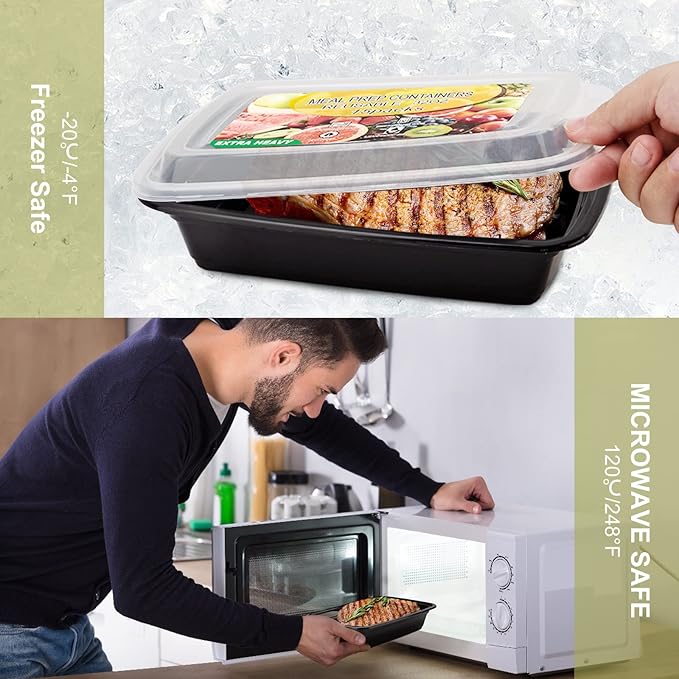 15 Pack- Meal Prep Containers 32oz, Plastic Food Prep Containers Reusable, Leakproof To Go Food Containers with Lids, BPA-Free, Microwave/Dishwasher/Freezer Safe
