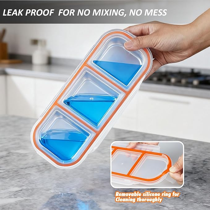 3 Pack Stainless Steel Snack Containers with Lids, Leakproof Lunch Box Containers, Reusable 3 Compartment Snackle Box, Grab and Go lunchable container for Travel