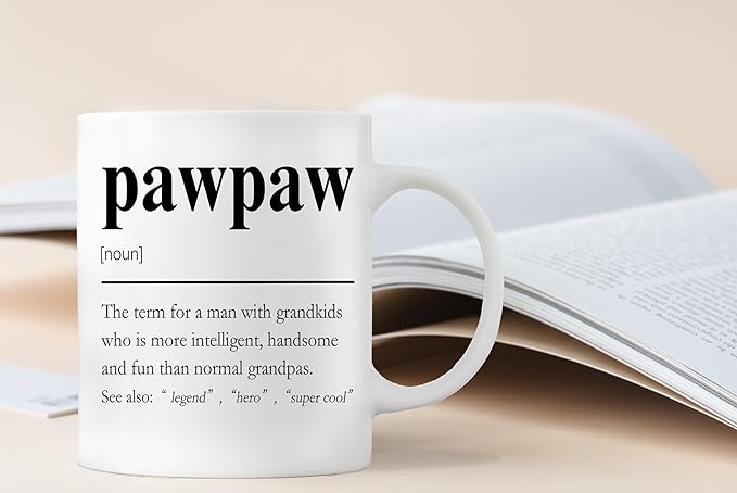 QASHWEY Pawpaw Mug, GrandpaPawpaw Gifts from Grandkids Coffee Mug, Grandpa Paw Paw Gifts Mugs, Fathers Day Christmas Mugs Tea Cup Gift for PawpawGrandpa, Pawpaw Definition Coffee Cups Ceramic 11oz
