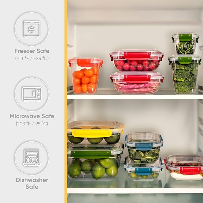 Superio Lock and Fresh Airtight Food Storage Containers with Lids for Kitchen Pantry Organization, BPA Free, Lunch, and Meal Prep Plastic Containers, 80 oz. Rectangular Sealed Container, Yellow