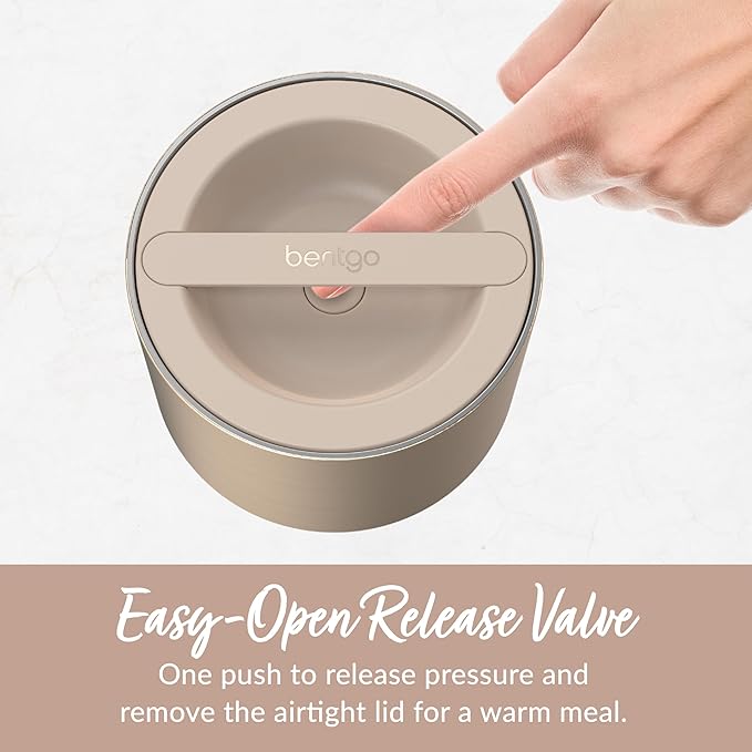 Bentgo Stainless Insulated Food Container - 2.4 Cups (19 oz), Triple-Layer Insulation, Vacuum Seal, Leak-Proof, Built-In Handle, Wide Opening, Premium Stainless Steel, for Cool/Warm Foods (Gold)
