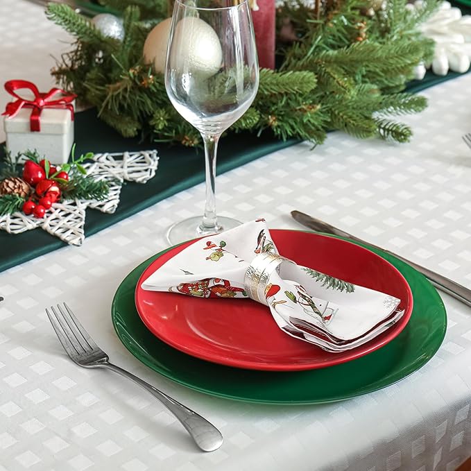 Christmas Snowman Napkins, 18×18 Inch Dinner Cloth Napkins Set of 4, Washable Cotton Soft Absorbent Square Table Top Decoration for Dining Kitchen Party Wedding