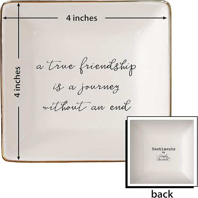 Simply Charmed Best Friend Gift for Women - Sentimental Gift - Birthday Gift for Friend - Ceramic Ring Dish for Her Jewelry