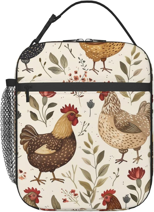 Chicken Lunch Box for Women Men, Insulated Lunch Box Reusable Portable Lunch Bag Cooler Tote Waterproof Lunch Container for Office Picnic Work Travel