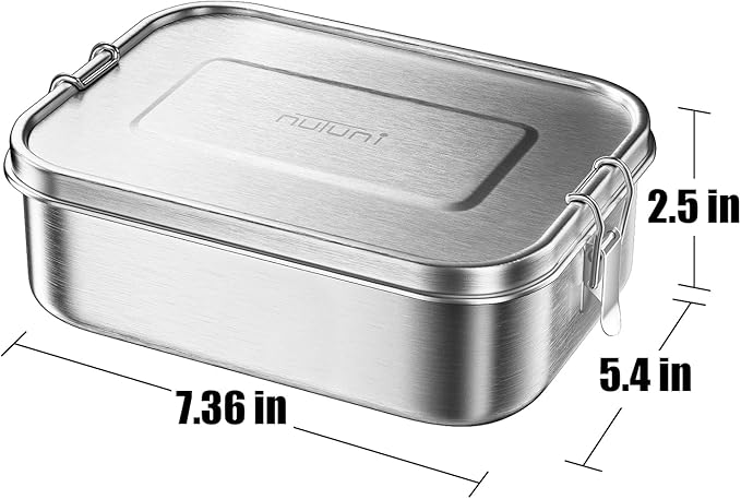 40oz Lunch Box, 1200ml Stainless Steel Lunch Containers, Metal Bento Box, Leakproof Food Storage Box for Travel, Work