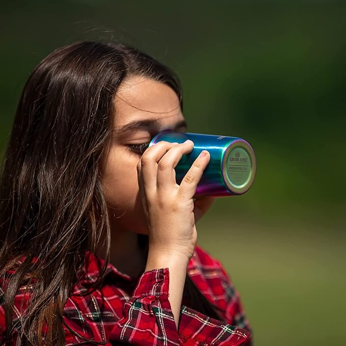 Greens Steel 10oz Rainbow Stainless Steel Tumbler (4 Pack) - Premium Metal Drinking Glasses | Stackable Durable Cup | Great for Kids