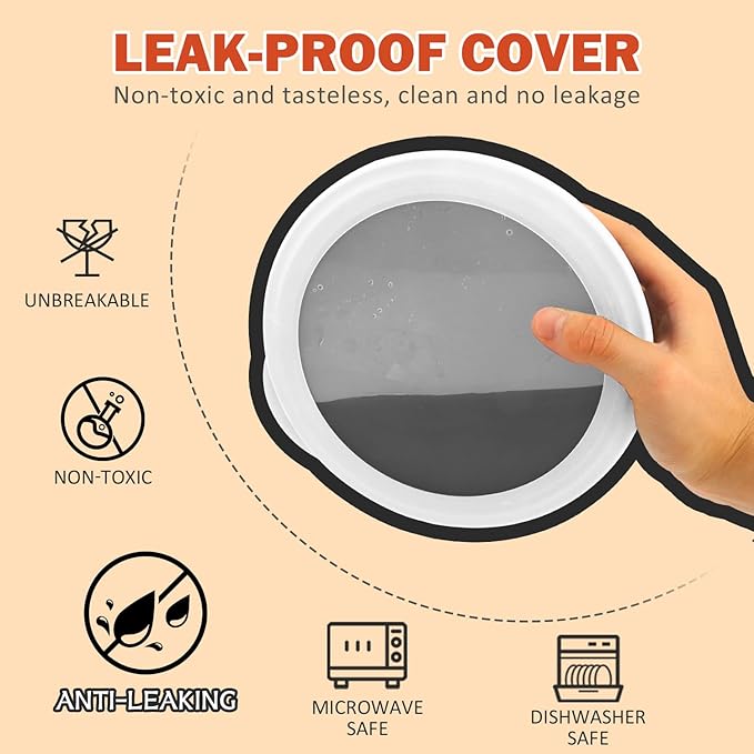 Wrova alternative plastic bowl set with lids,unbreakable wheat straw bowls 40oz suitable for indoors and outdoors,overnight foods container with cover. White