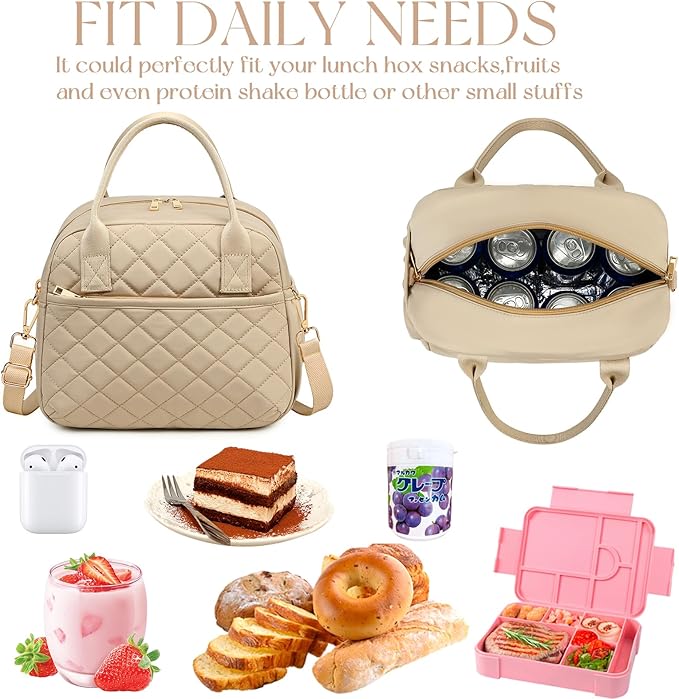 CAMTOP Lunch Box for Women Men Insulated Lunch Bag Lunch Tote Bag Leakproof Thermal Cooler Large Capacity for Travel Work School Picnic (Z-Khaki)