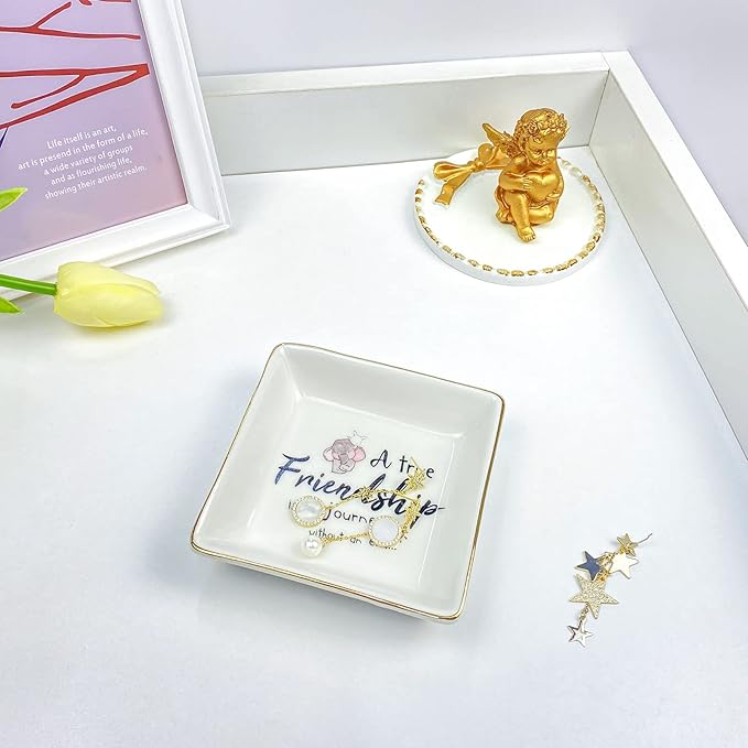 Valentines Friendship Gifts for Women Mothers Day Gifts for Friends Female Best Friend for Women Jewelry Dish Ring Birthday Happy Personalized Gifts Christmas