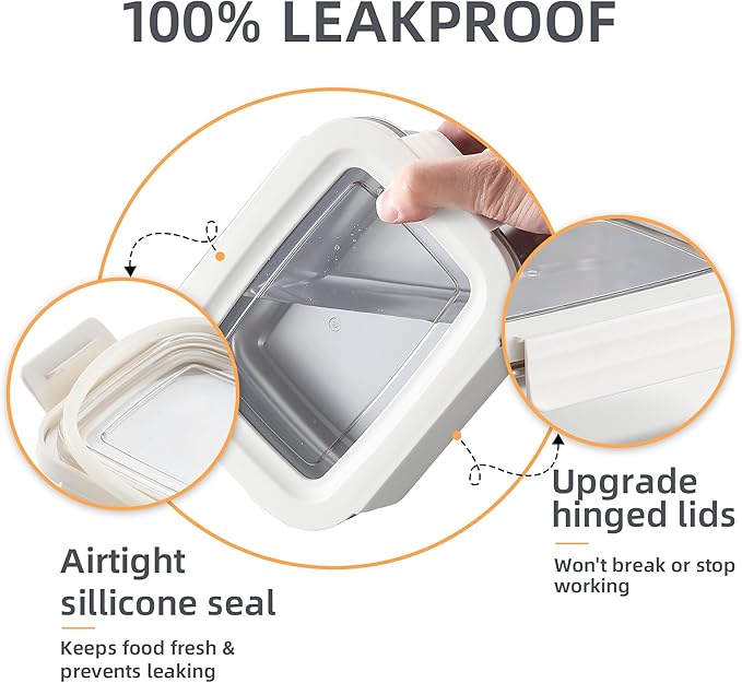 BEFOY Stainless Steel Snack Food Storage Container with Lids 4PCS 22.8OZ Leak Proof & Airtight Bento Box Lunch Container for Kitchen Meal Prep freezer Rectangular,Reusable & Stackable(white)