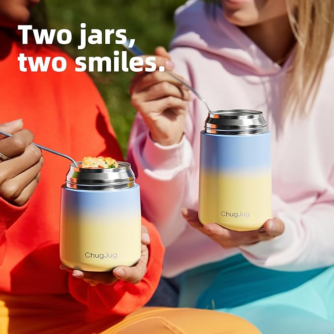 Thermo for Hot Food for Adults Kids | Wide Mouth, 26 oz Insulated Food Jar with Spoon, Leakproof Soup Thermo for School Office Travel, Thermal Steel Lunch Container Easy to Carry (Light Blue)