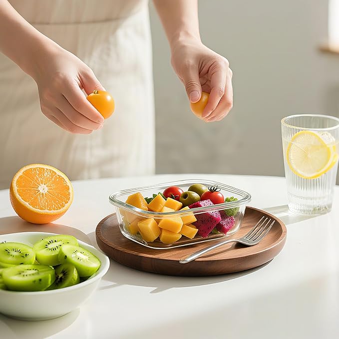 BAYZZ Glass Food Storage Containers, 5 Pack 35 Oz Glass Meal Prep Containers, Lunch Boxes with Airtight BPA-Free Lids, Microwave, Freezer and Dishwasher Safe