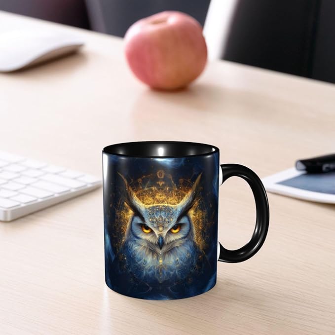 Yrebyou Owl Coffee Mug Funny Tea Cup Ceramic Mugs 11OZ with Handle Gifts for Women Men Home Office Decor