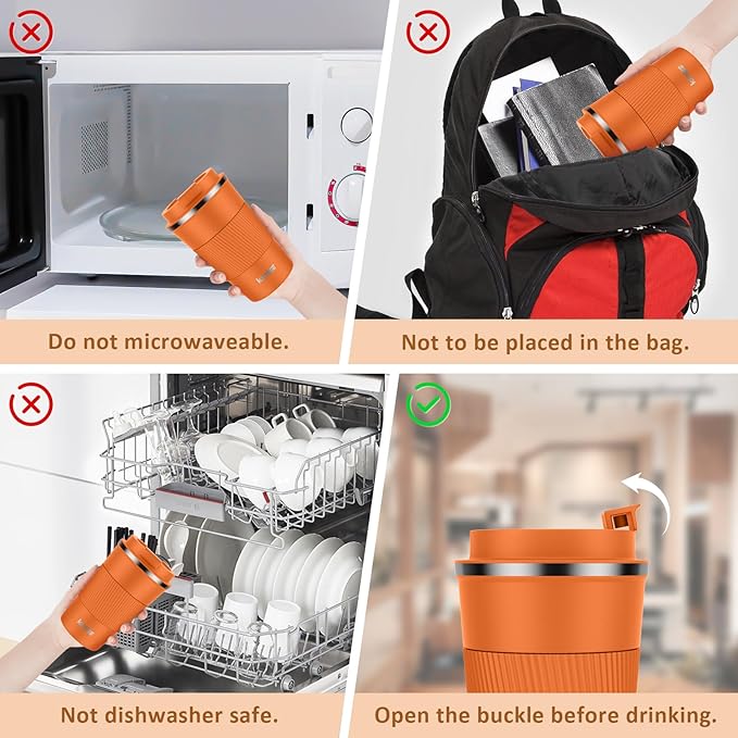 KETIEE 12oz Insulated Travel Mug, Vacuum Stainless Steel Double Walled Reusable Coffee Cup with Leakproof Lid, Hot and Iced Coffee Tea Water