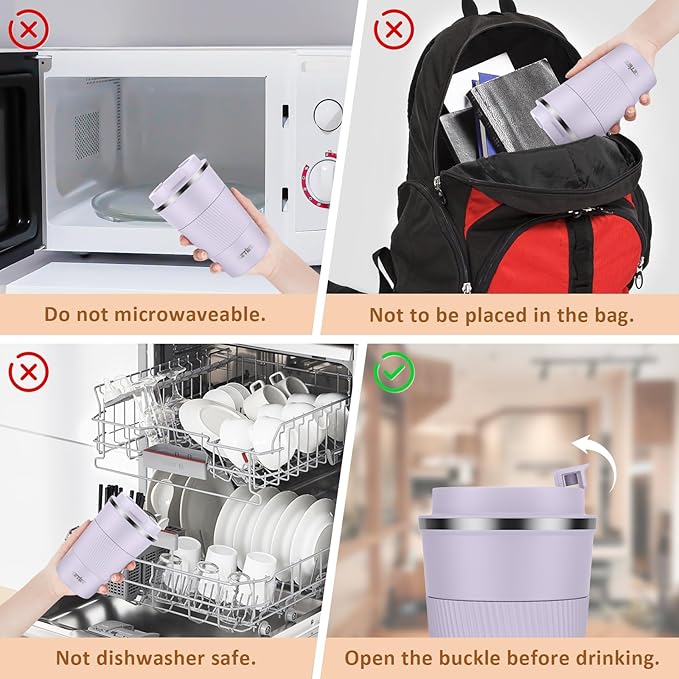 KETIEE Travel Mug 12oz: Insulated Coffee Mug with Leakproof Lid, Travel Coffee Mug Vacuum Stainless Steel Double Walled Reusable Coffee Cup for Hot and Iced Coffee Tea Water (Purple)