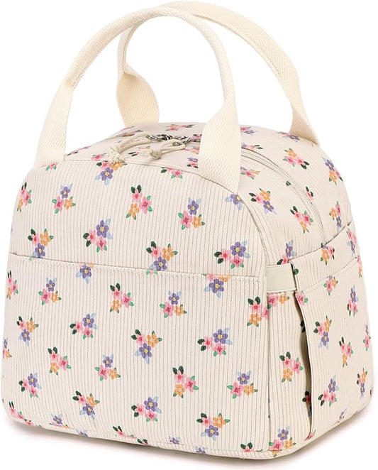 Bluboon Lunch Box for Women men Insulated Cute Corduroy Lunch bag, Reusable Cooler Bag for Work, Picnic, Travel