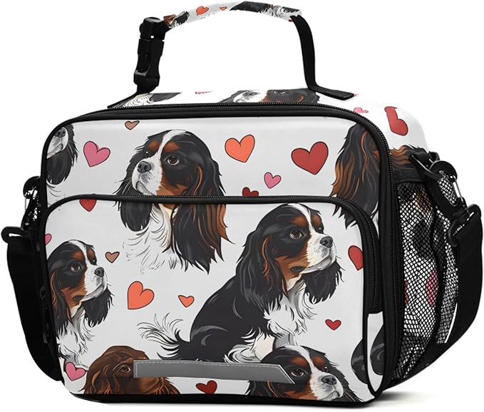 ALAZA Cavalier King Charles Dog Kids Lunch Box Lunchbox Insulated Reusable Meal Container Lunchbag with Shoulder Strap