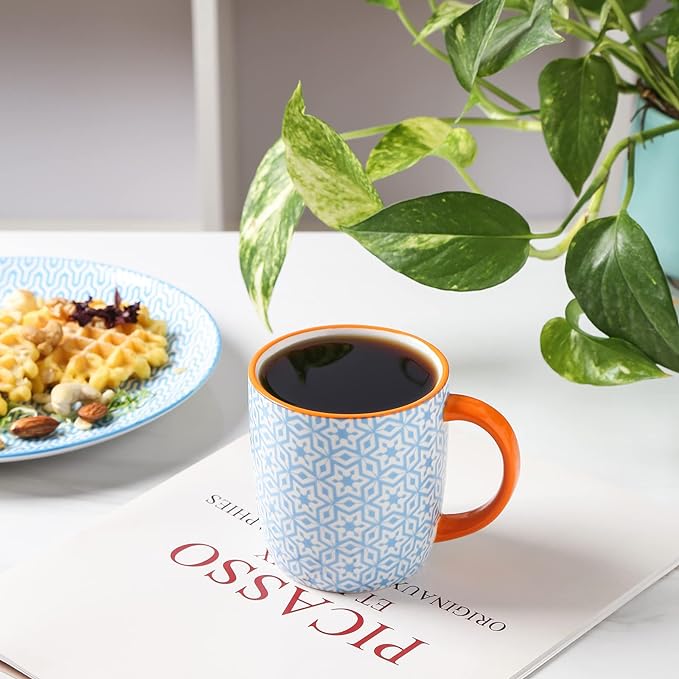 Selamica 10 oz Coffee Mugs Set of 6 with Handle, Coffee Cups Ceramic for Cappuccino Latte Cocoa Milk Tea, Dishwasher Microwave Safe, Assorted Colors