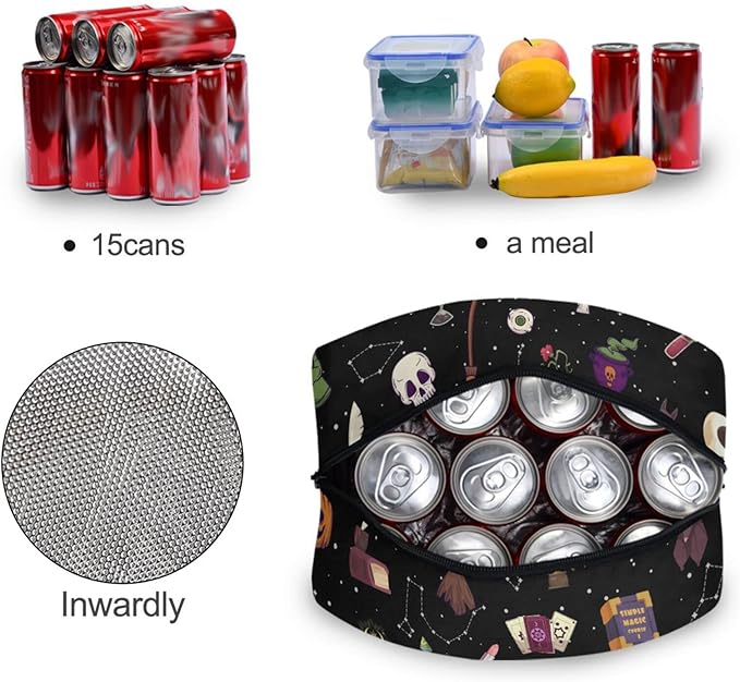 Witch Astrology Lunch Bag for Women Men Reusable Insulated Lunch Tote Bag for Office Work School Picnic Hiking