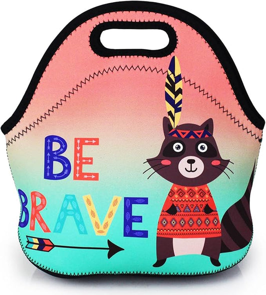 Violet Mist Womens Cute Reusable Neoprene Lunch Bag Insulated Lunch Box Thermal Fox lunchboxes Bags Waterproof funAnimal Food Handbags Meal Prep Lunchbags Travel Work Gift for Women Men Adult