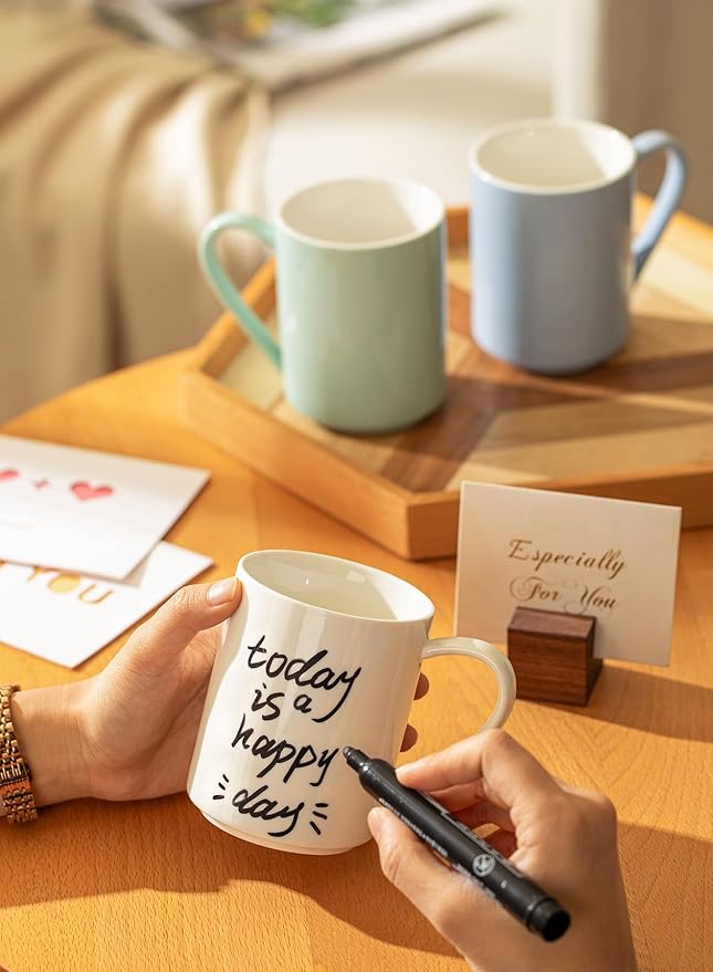 Sweese Coffee Mug, Porcelain 11 Oz Coffee Mugs Set of 6, Ceramic Coffee Cups with Handle for Coffee, Tea, Cocoa and Mulled Drinks - Multicolor, Cool Assorted Colors