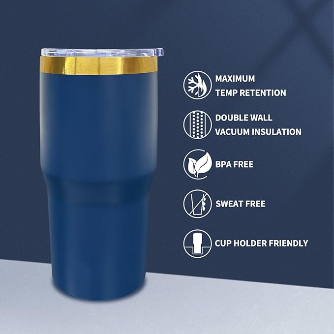 20 oz Tumbler Stainless Steel Tumbler with Lid and Straw, Double Wall Vacuum Insulated Travel Coffee Mug for Laser Engrave, Powder Coated Cups for Hot and Cold Drinks (Navy,1 pack)