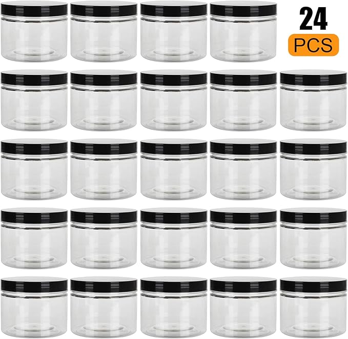 18 Pack 10oz Empty Slime Containers, Large Plastic Slime Jars Clear Slime Storage Containers with Lids, Food-Grade Plastic