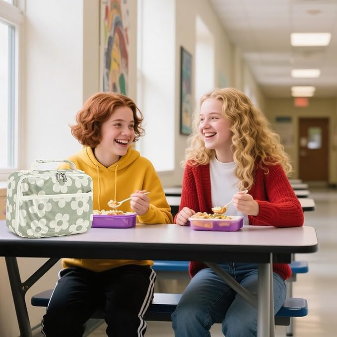 Bluboon Insulated Lunch Bag for Girls & Boys, Corduroy School Lunch Box with Cooler & Organizer Compartments, Leak-Proof Lunch Tote for School, Travel