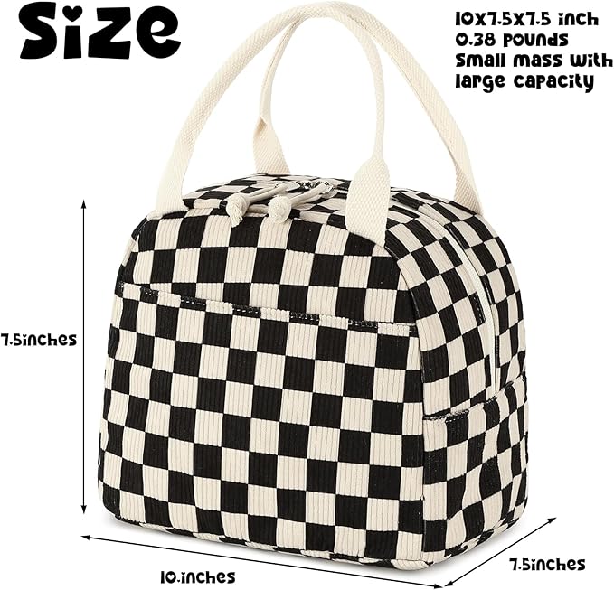 Bluboon Lunch Bag for Women Men Cute Corduroy Lunch Tote Bags Reusable Insulated Lunch Box Large Capacity Reusable Insulated Cooler for Work Picnic or Travel