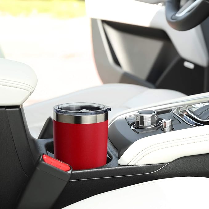 COMOOO 20oz Double Wall Vacuum Insulated Travel Mug, Stainless Steel Tumbler with Lid and Straw Durable Powder Coated Insulated Coffee Cup for Cold & Hot Drinks (Red, 8 PACK)