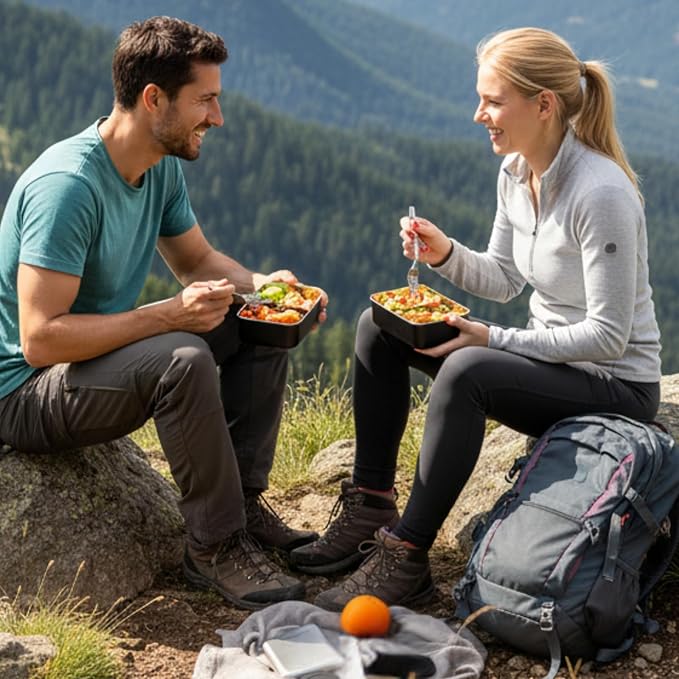 Stackable Stainless Steel Bento Box Adult |leak proof| Stainless Steel Lunch Box container| Metal Bento box|Lunch Container Food storage |large compartment| bentobox| Non toxic|Black