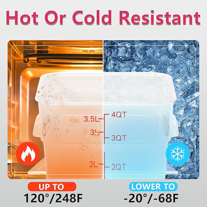 4 Pack 4 Quart Square Clear Food Storage Containers with Lids Cereal Containers Storage Airtight Food Storage Containers for Restaurant Kitchen Home