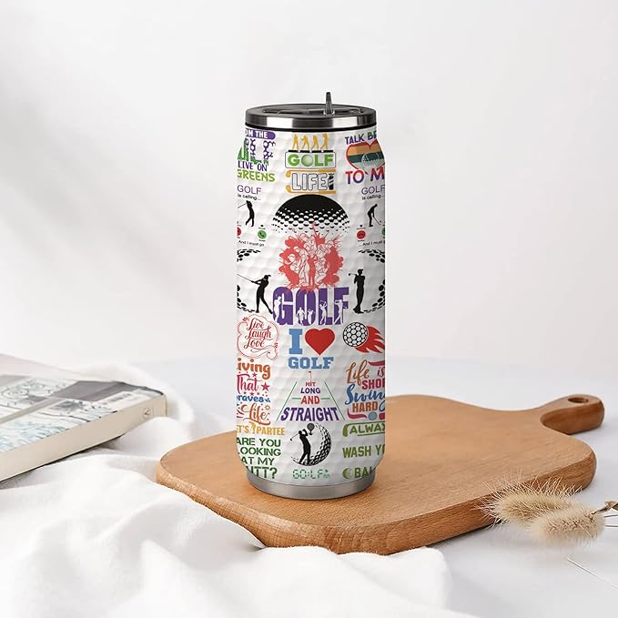 Golf Tumbler Cup With Lid - Travel Mug, Birthday Gifts for Golf Lovers, Stainless Steel Vacuum Coffee Cup for Women Men, 17 Oz