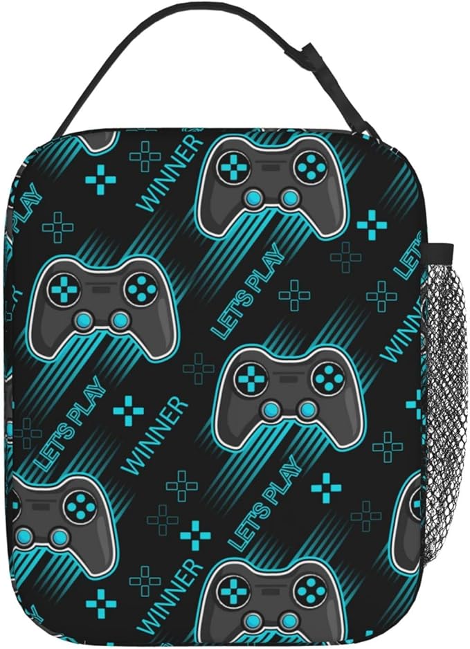 Video Game Controller Insulated Lunch Box Portable Lunch Bag with Detachable Handle,Reusable Lunchbox for Boys Girls Adults (Mrlunchbag-2302)