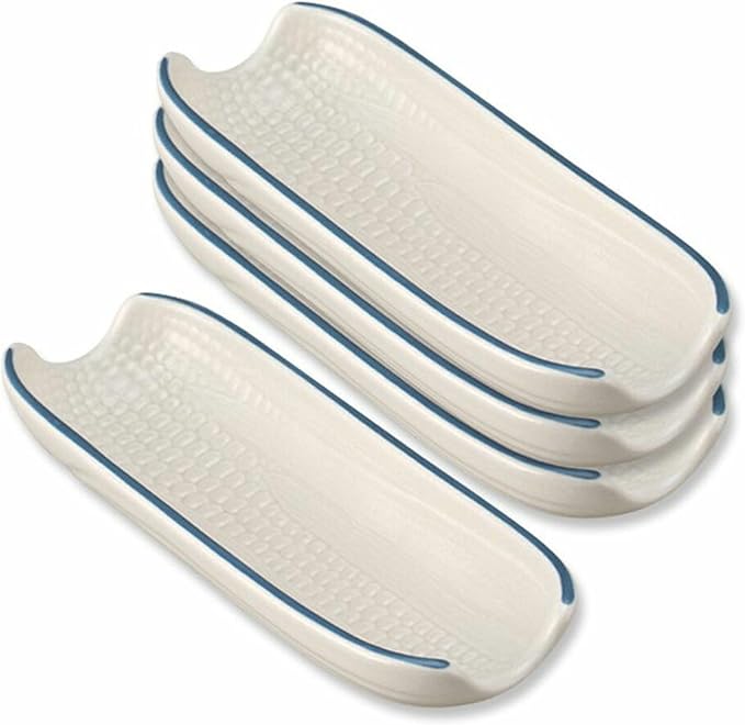 Pfaltzgraff Yorktowne Set of 4 Multicolor Corn Dishes, Durable Stoneware Side Plates with Vibrant Designs, Perfect for Serving Vegetables and Snacks