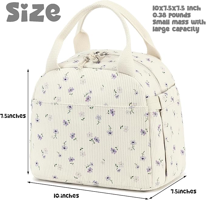 Bluboon Lunch Bag for Women Men Cute Corduroy Lunch Tote Bags Reusable Insulated Lunch Box Large Capacity Reusable Insulated Cooler for Work Picnic or Travel