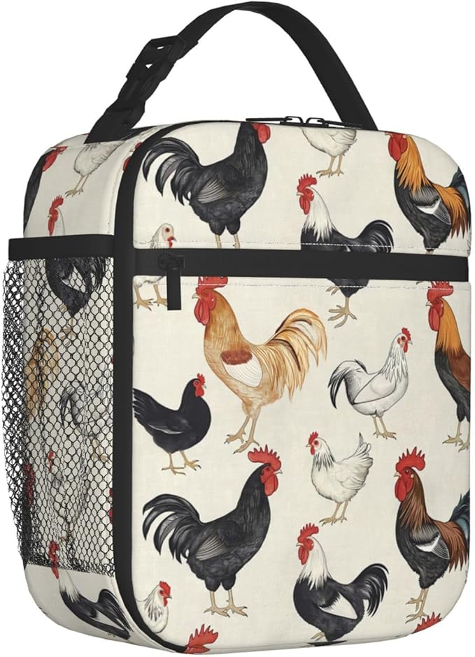 Chicken Lunch Box for Adults Women Girls Boys Kids Cute Animal Lunch Box Insulated Cooler Reusable Lunch Bag Container Gifts for Work Office Picnic Travel School