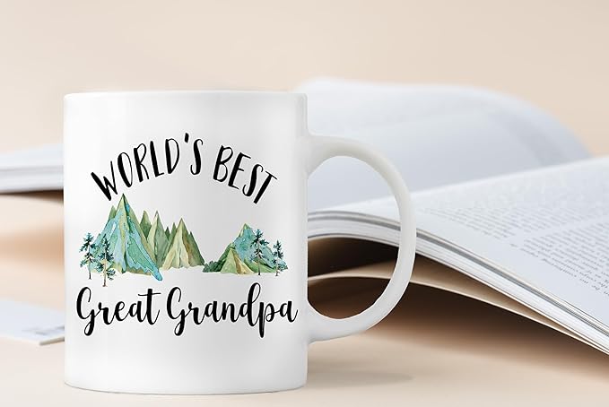 QASHWEY Great Grandpa Mug, Great Grandpa Gifts Coffee Mug - GreatGrandfather Gifts Mugs, Fathers Day Christmas Mugs Tea Cup Gifts for GreatGrandpa, World’s Best GreatGrandpa Coffee Cups Ceramic 11oz