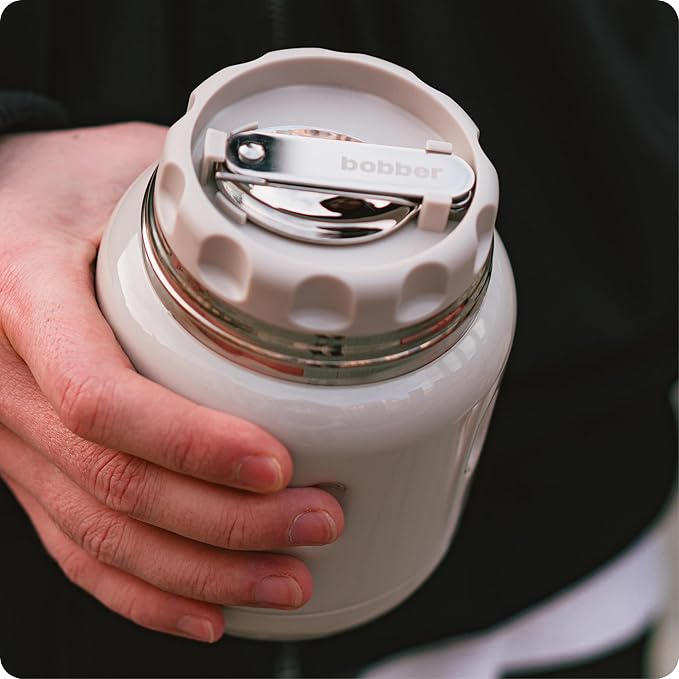 BOBBER 16 oz Insulated Stainless Steel Food Thermos for Hot Food, Extra-Wide Mouth Lunch Container for Adults with Spoon and Bowl, Dishwasher Safe - Keeps Meals Hot for 10 Hours (Grey)