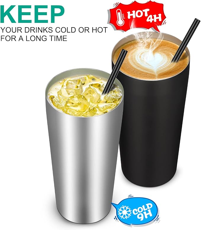 VEGOND 20oz Tumbler Bulk with Lid and Straw 12 Pack, Stainless Steel Vacuum Insulated Tumbler, Double Wall Coffee Cup Travel Mug, Stainless Steel