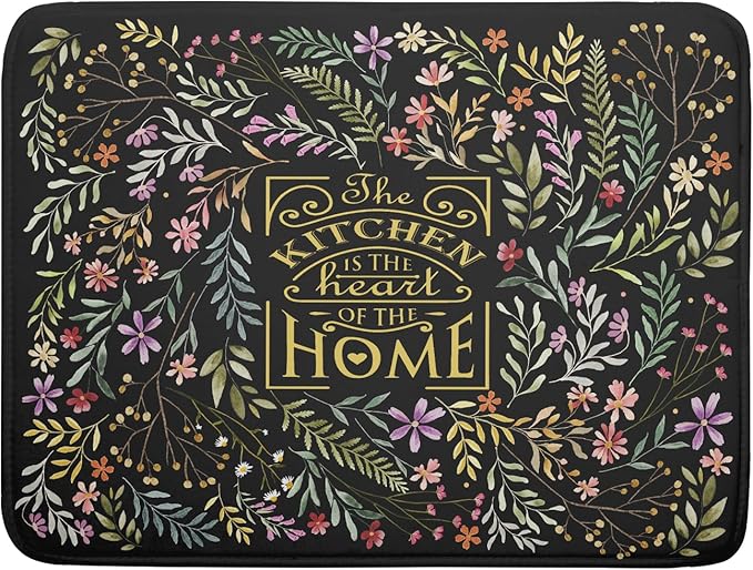 Vintage Microfiber Dish Drying Mat Wildflowers Leaves Absorbent Dry Mat for Kitchen Counter Decor