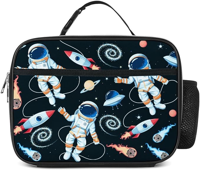 Astronaut Spaceman Lunch Box Insulated Reusable Lunch Bag Tote Cooler for Women Men Boy Girl School Work Office Picnic