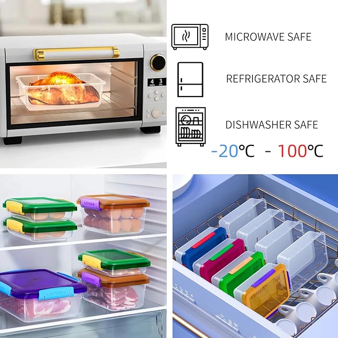 12oz 5oz Small Plastic Food Storage Containers with Lids Lunch Box Square Leakproof Snack Container Salad Fruit Jam Yogurt BPA Free Stackable Microwave Dishwasher Safe Sets 4 Pack