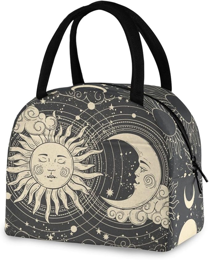 Tarot Boho Moon Lunch Bag for Women Men Reusable Insulated Lunch Tote Bag for Office Work School Picnic Hiking