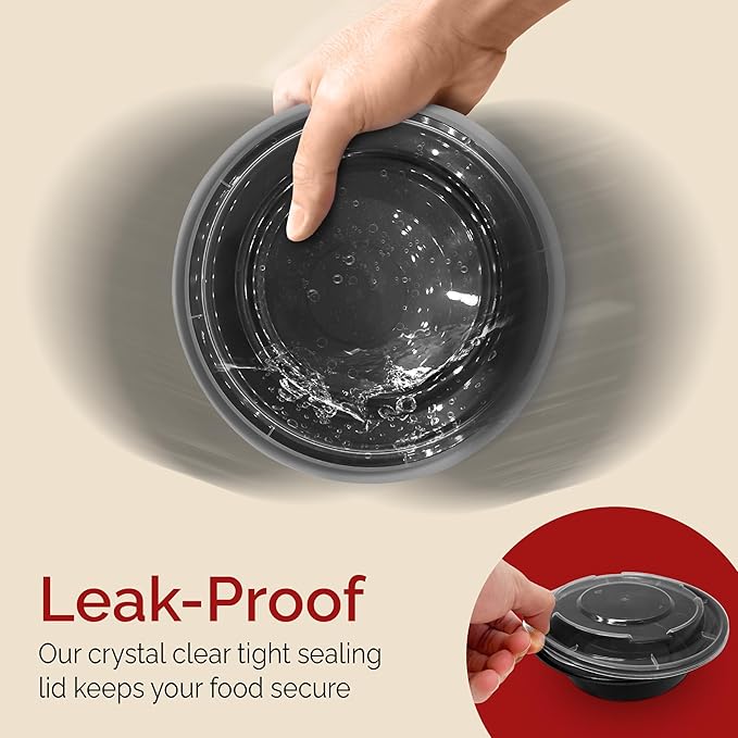 Reli. Meal Prep Container Bowls, 16 oz (25 Pack) Meal Prep Containers Reusable | Plastic Take Out Food Boxes, Microwavable Bowls with Lids | Disposable for Takeout, To Go, Leftover