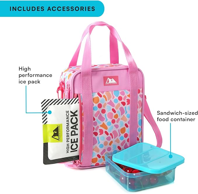 Arctic Zone Urban Lunch Box Combo with 210g Ice Pack and Sandwich Container, Tutti Fruiti